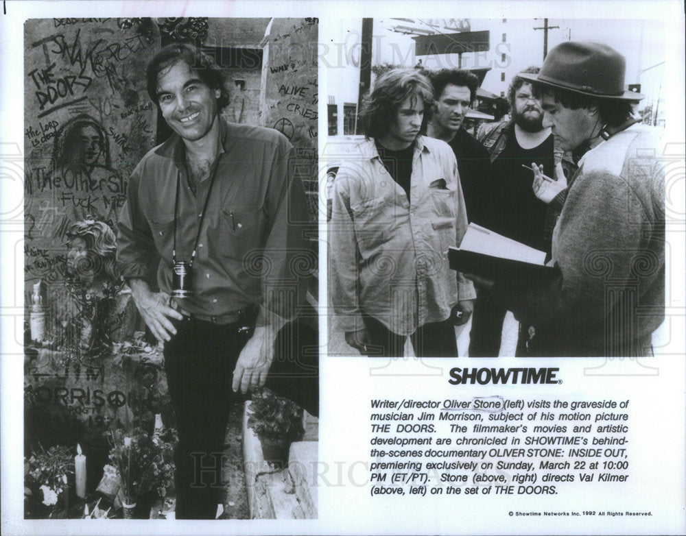 1992 Press Photo Oliver Stone Writer Director Actor Val Kilmer Doors Morrison - Historic Images