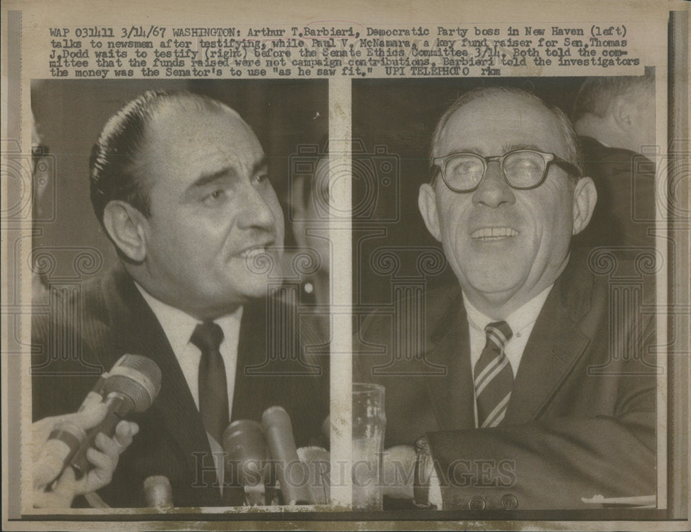 1967 Arthur Barbieri Paul McNamara Senate Ethics Committee - Historic Images