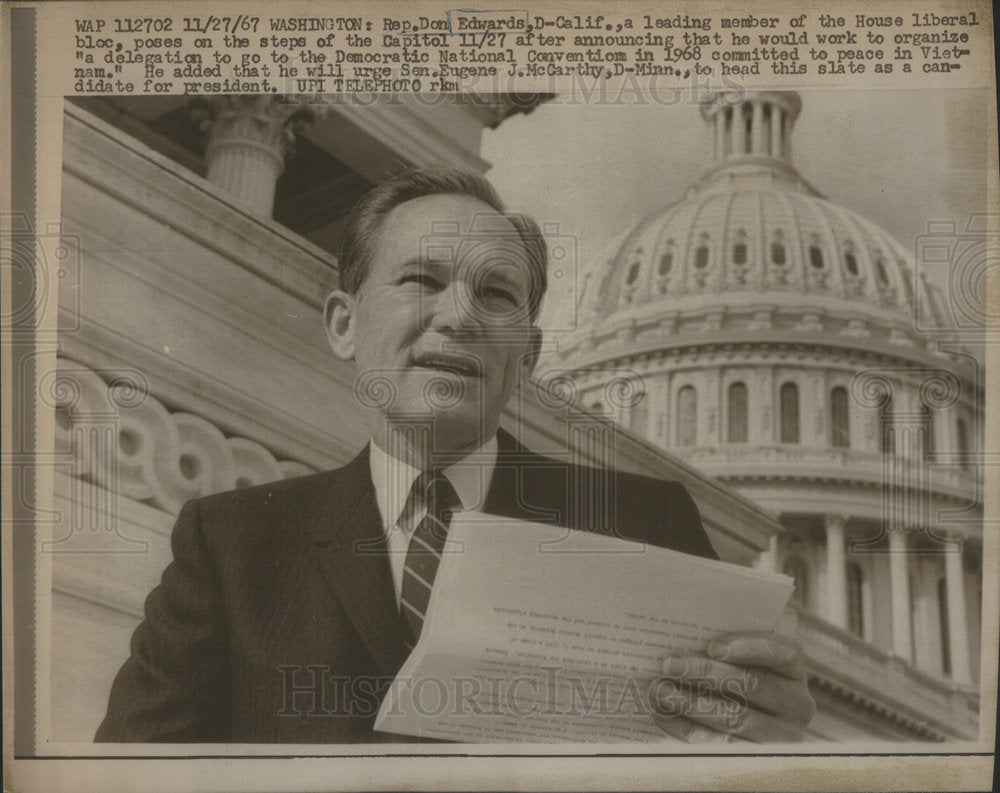 1967 Press Photo Representative Don Edwards California - Historic Images
