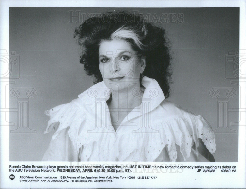 1988 Press Photo Ronnie Clarie Edwards Gossip Columnist Romantic Comedy Series - Historic Images