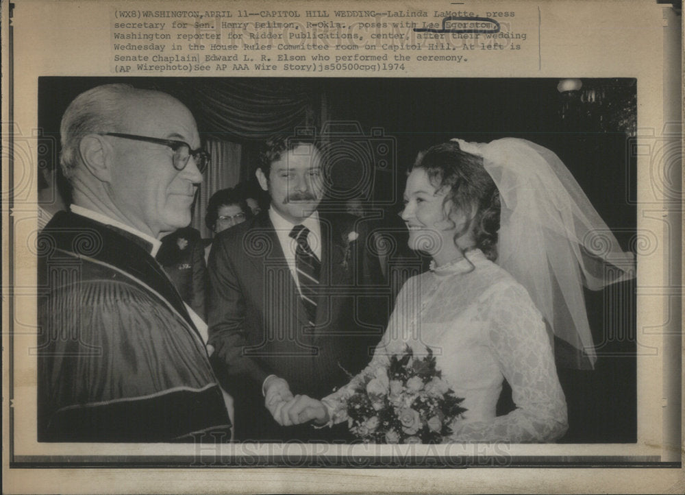 1974 LaLinda LaMotte Lee Egerstom Reporter Wedding - Historic Images