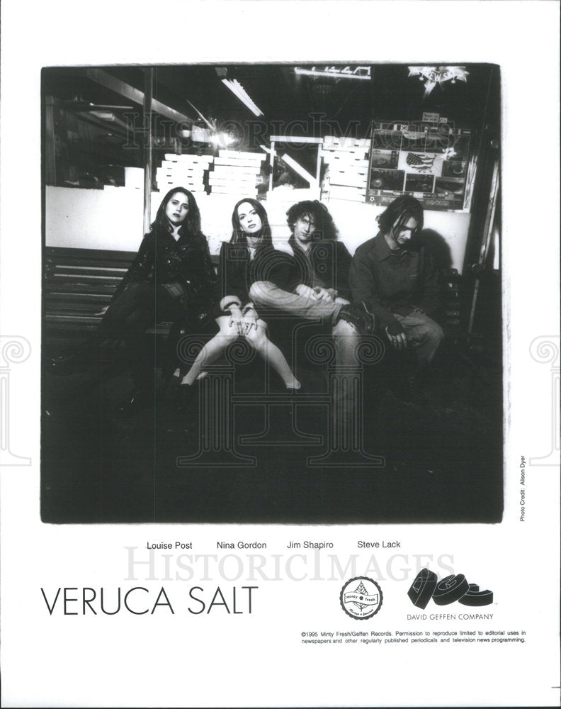 1995 Press Photo Band Musicians Louise Post Nina Gordon Jim Shapiro Steve Lack - Historic Images