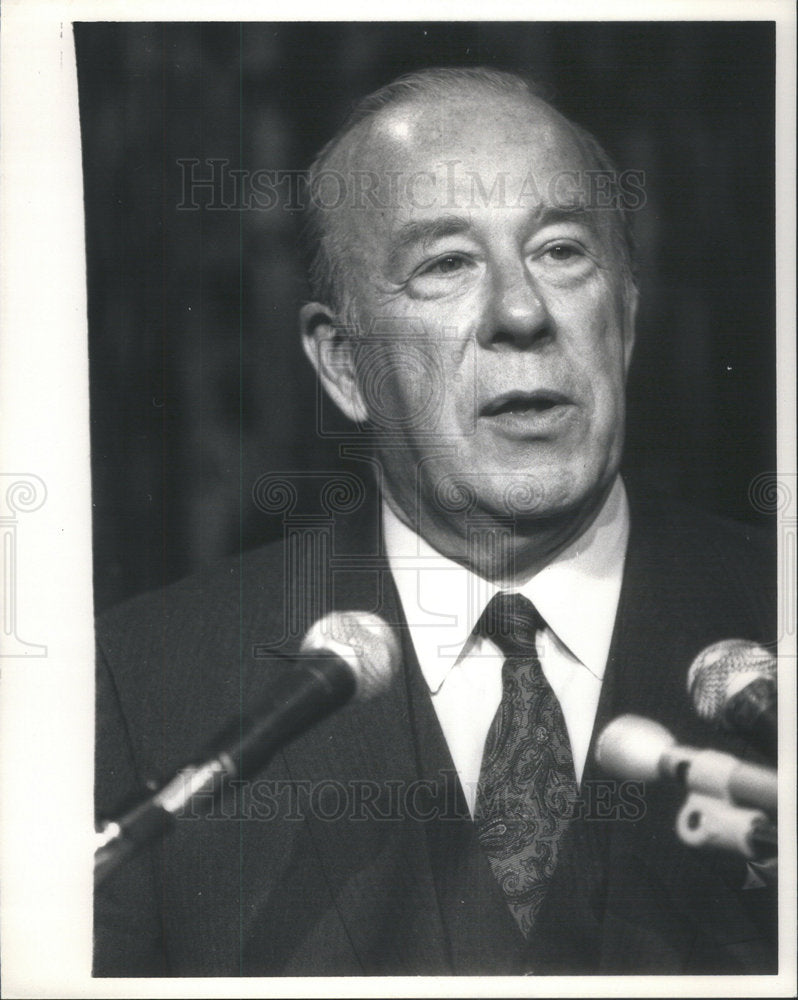 1987 Press Photo Sec. of State George Schultz address luncheon at Hilton Hotel - Historic Images