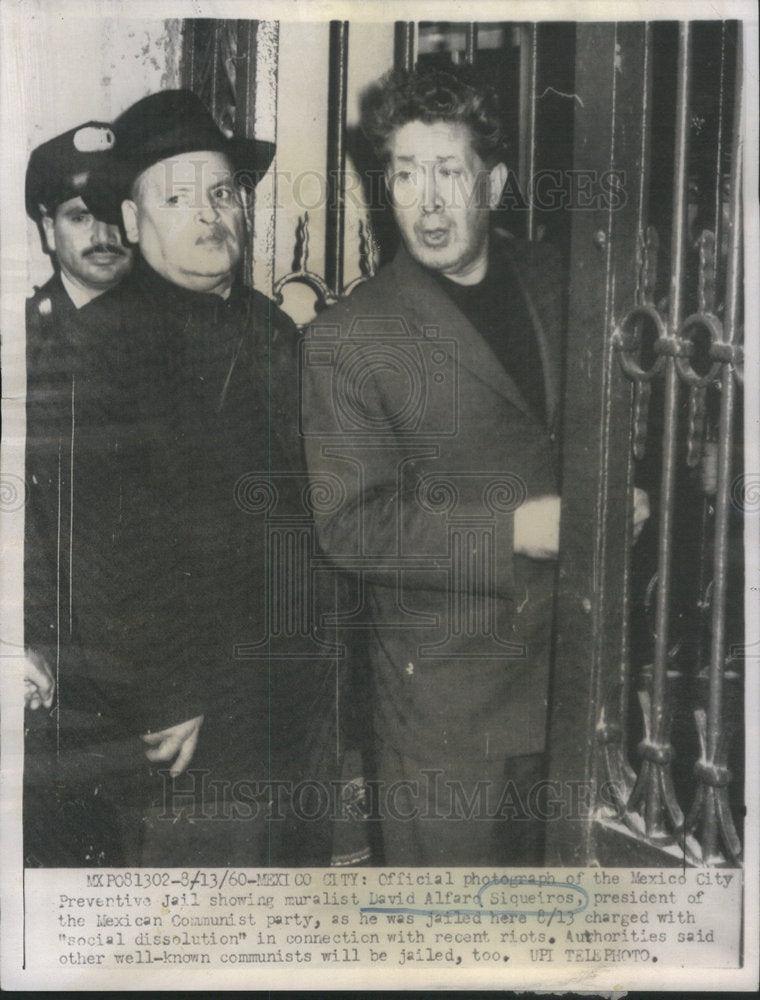 1960 Muralist David Alfaro Siqueros Mexican Communist Party Jailed - Historic Images