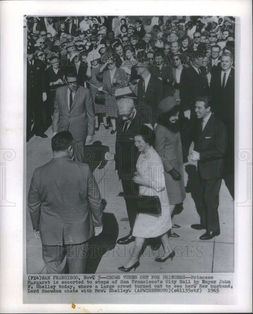 1965 Princess Margaret, her husband Lord Snowdon Mayor John Shelley - Historic Images