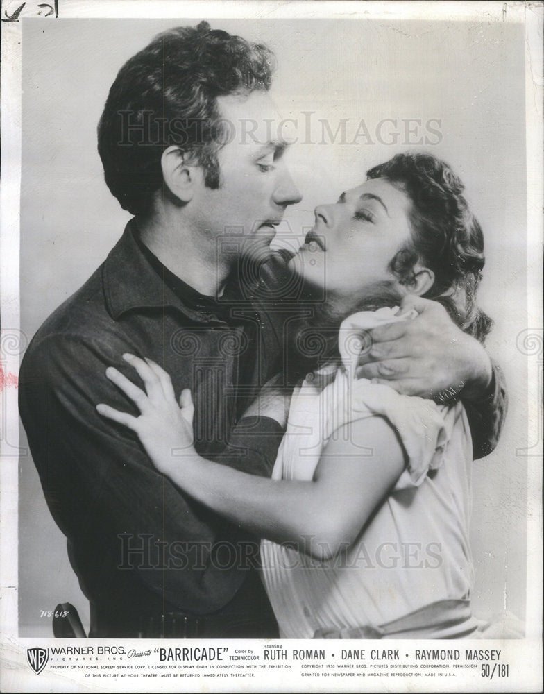 1950 Press Photo Dane Clark Ruth Roman American Movie Actor Actress Barricade - Historic Images