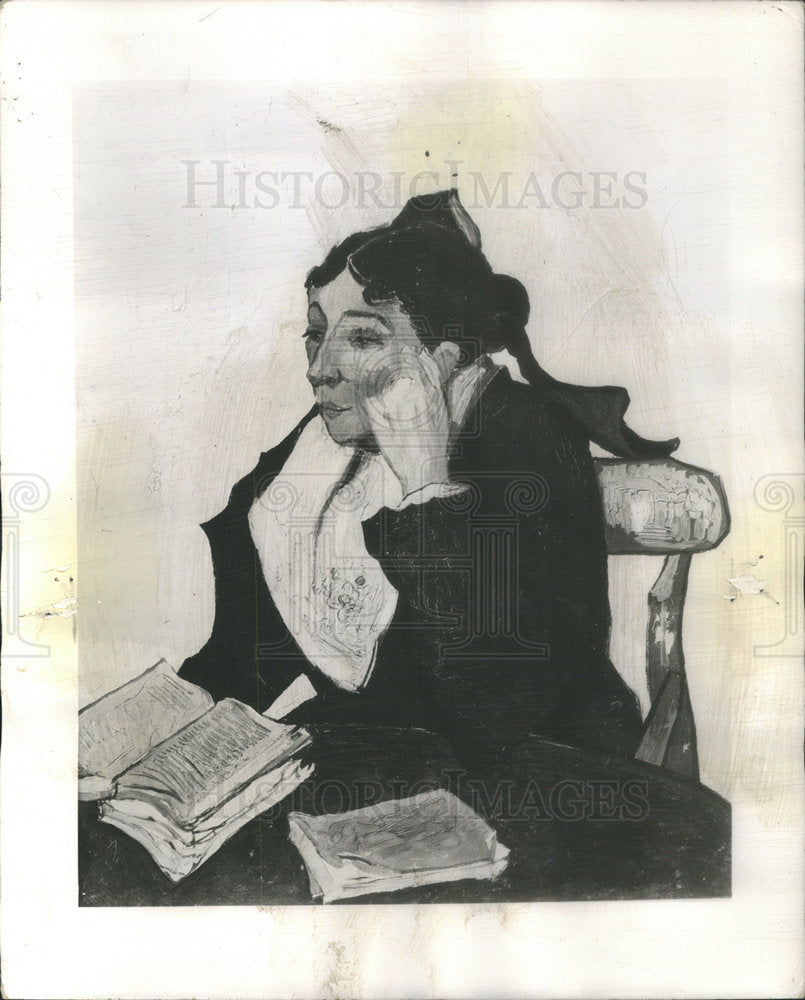 1950 Press Photo Oil Painting "L'Arlesienne" Artist Vincent Van Gogh Exhibit - Historic Images