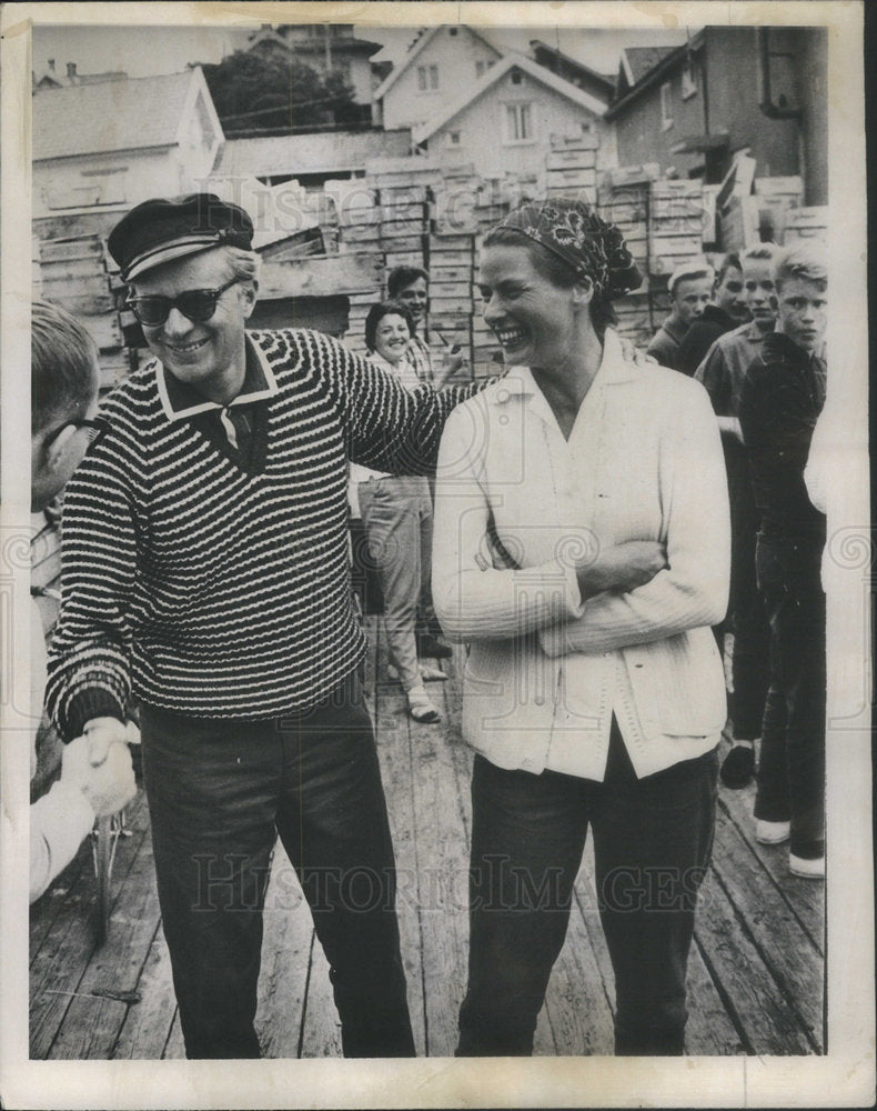 1960 Actress Ingrid Bergman and husband Lars Scmidt in Sweden - Historic Images