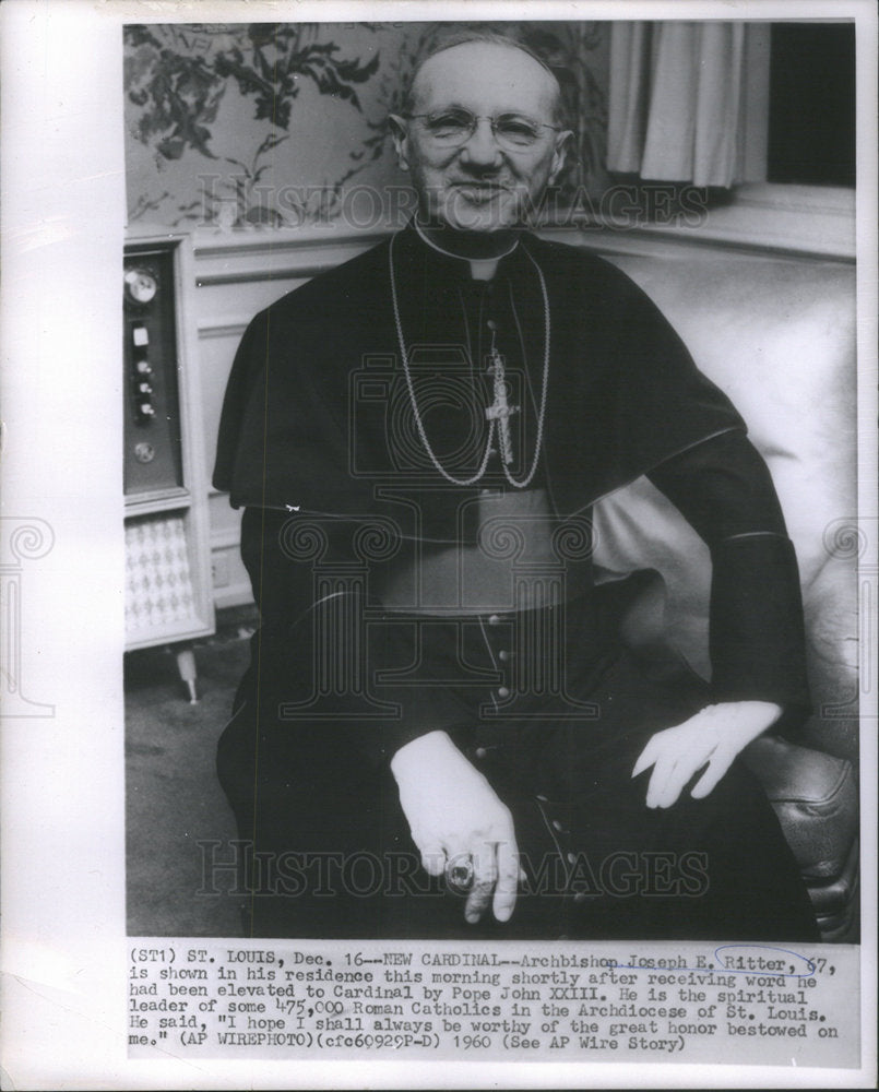 1960 Press Photo St. Louis Cardinal Archbishop Joseph E. Ritter - Historic Images