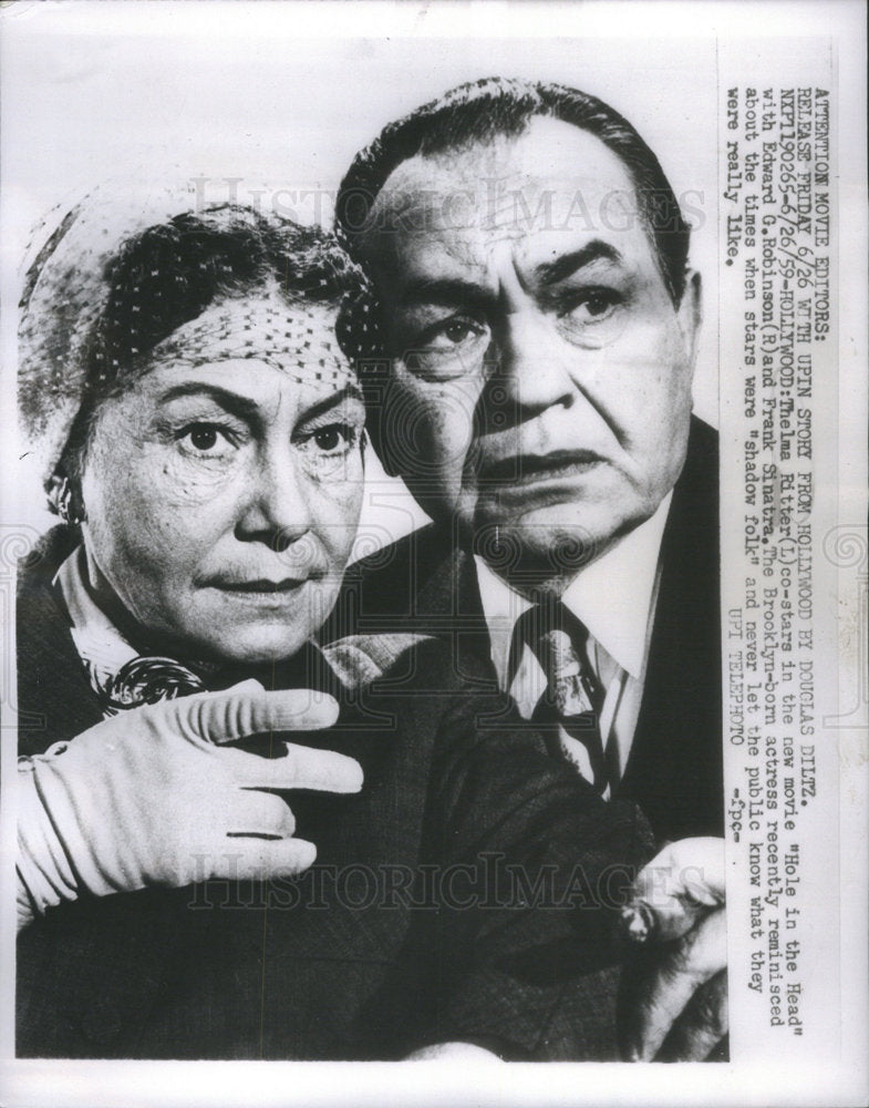 1959 Press Photo Actors Thelma Ritter Edward G Robinson - Historic Images