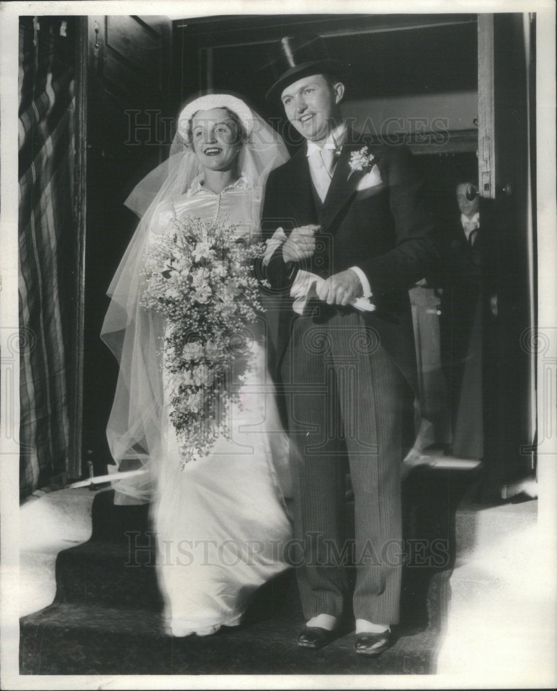 1936 Press Photo McDonough Leaving St Church In Lake Forest Bride Is O Brein - Historic Images