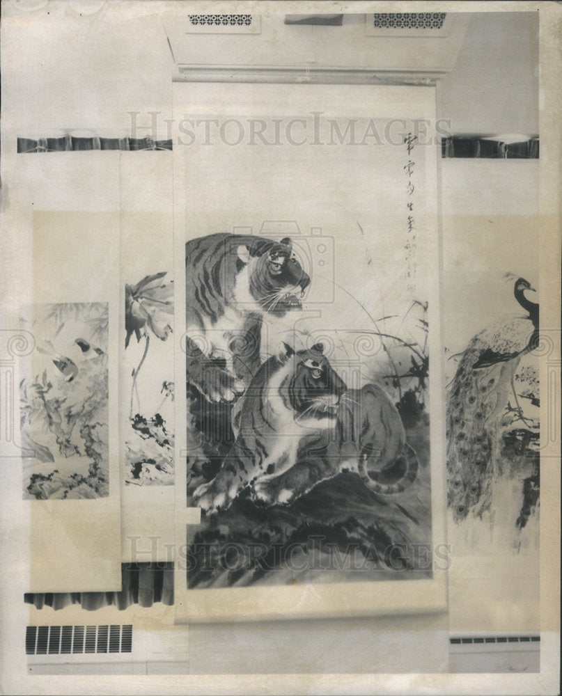 press photo Japanese tiger painting - Historic Images