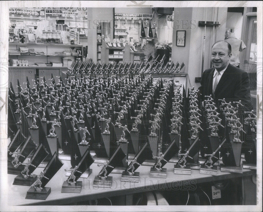 1962 Sam Weinstein Shown With Portion Of Sun Times Bowling Trophies - Historic Images