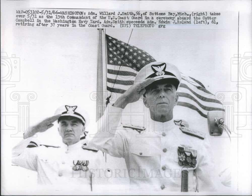 1966 Willard Smith US Coast Guard ceremony Commandant Navy yard - Historic Images