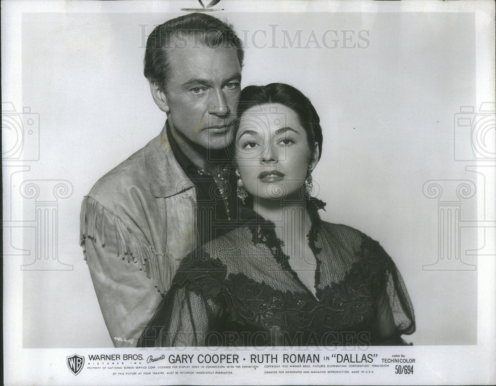 1951 Press Photo Gary Cooper Ruth Roman Dallas Warner Bros Entertainer Actor - Historic Images