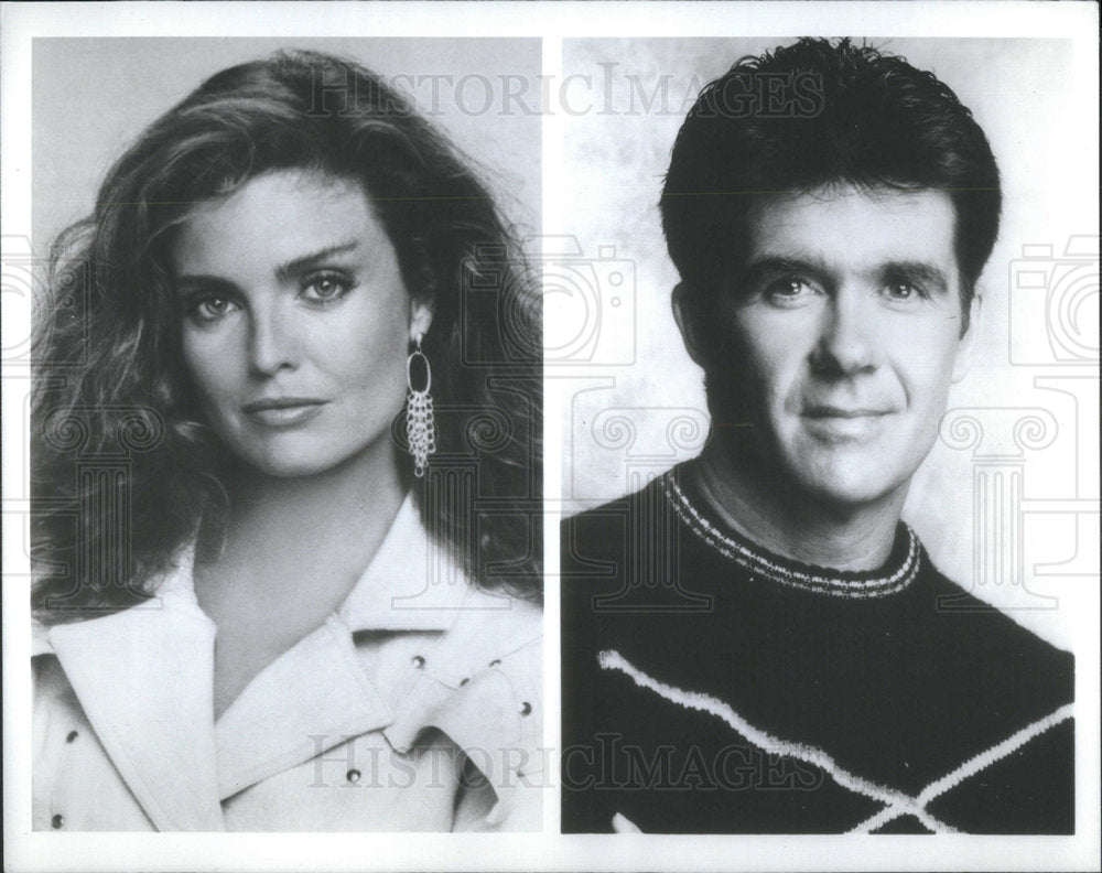 1988 Press Photo Alan Thicke and Tracey Scoggins in &quot;The 1988 Miss USA Pageant&quot; - Historic Images