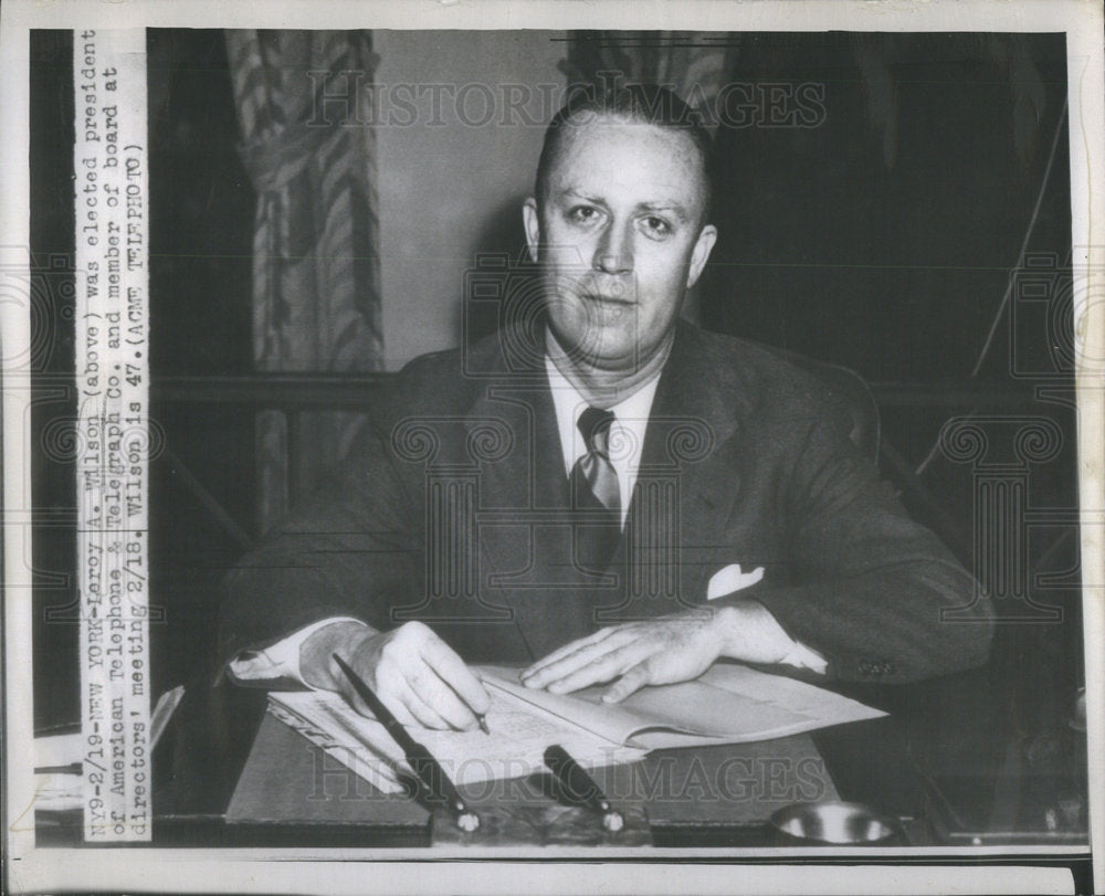 1948 Press Photo Leroy A. Wilson, President of American Telephone &amp; Telegraph Co - Historic Images