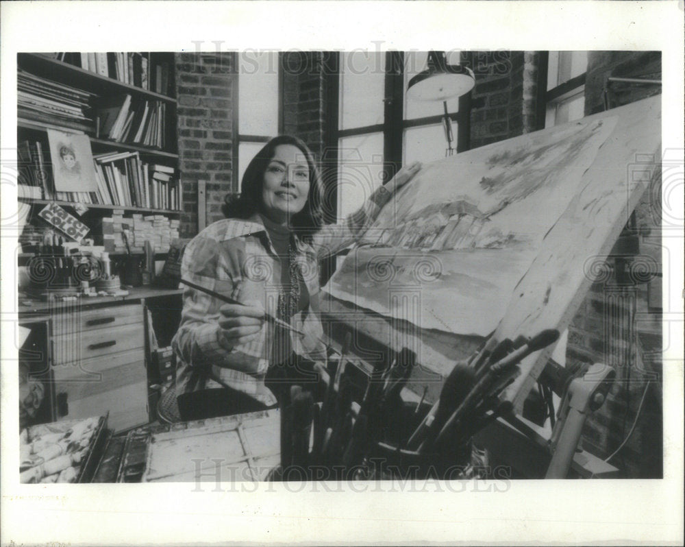 1988 Press Photo Artist Kay Smith's American Legacy paintings - Historic Images