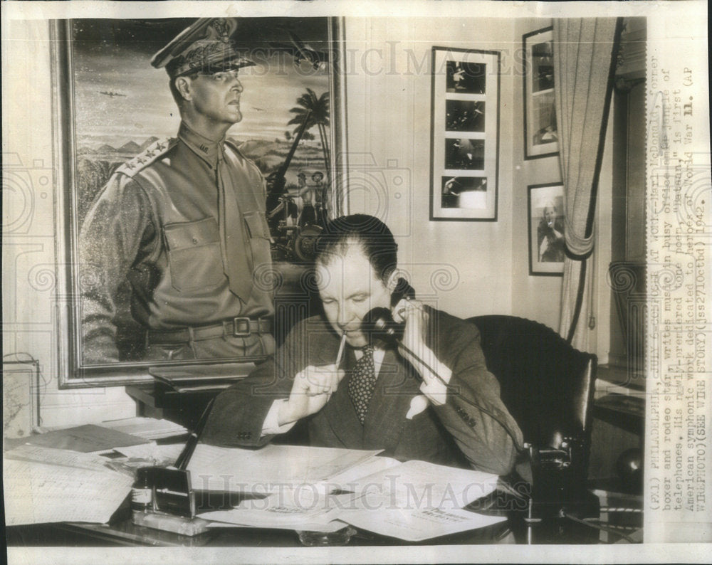 1942 Harl McDonald Former Boxer and Rodeo Star Speak to Telephone-Historic Images