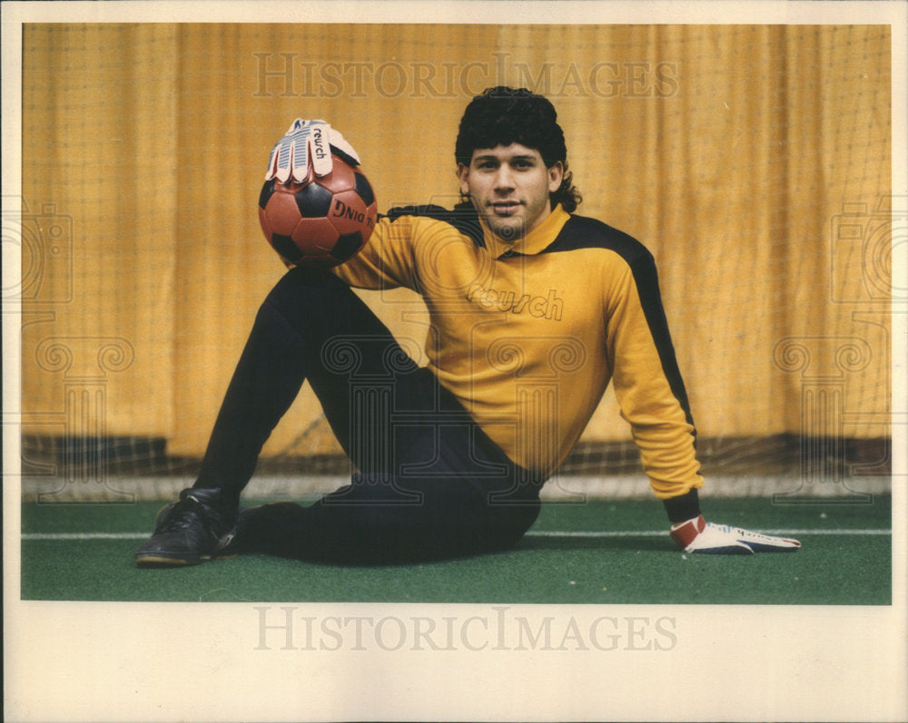 1987 Press Photo Chris Vaccaro St. Louis Steamers Goaltender - Historic Images