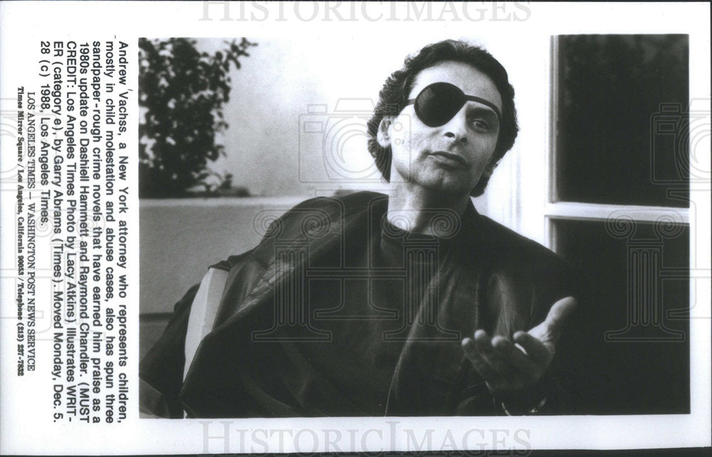 Press Photo Andrew Vachss New York Attorney Dashiell Hammett Raymond Chandlar - Historic Images