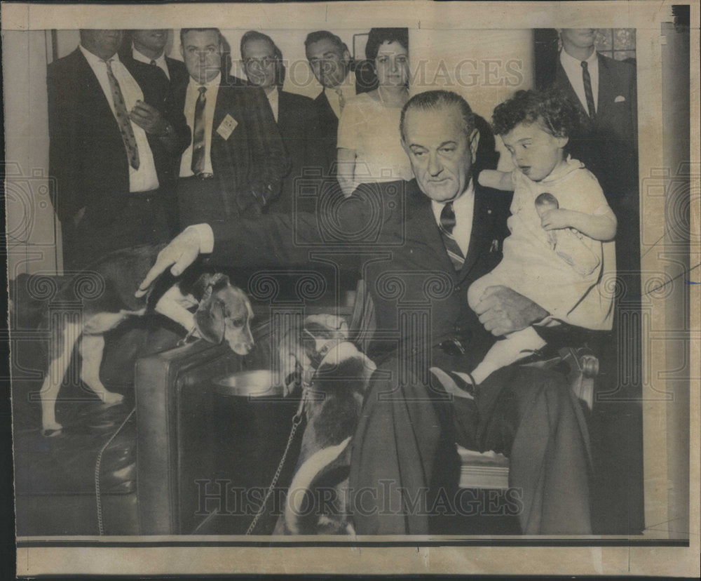 1966 Press Photo  President Johnson Courtenay Valenti Jack Valenti Democratic - Historic Images