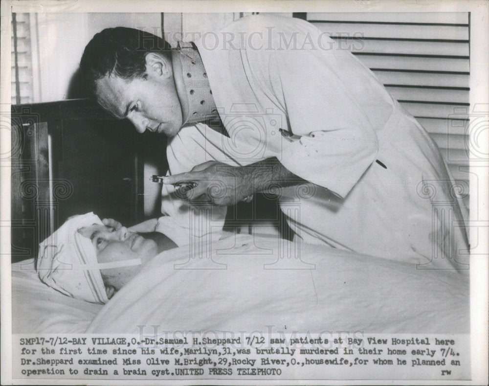 1954 Press Photo Dr Samuel H Sheppard Bay View Hospital - Historic Images