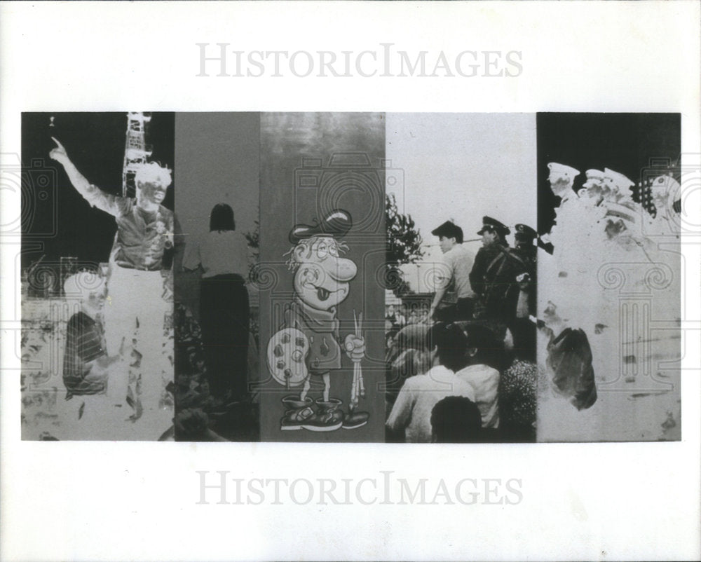 1991 Press Photo Julia Wachtel&#39;s &quot;Landscape No. 3&quot; on exhibit - RSC43051 - Historic Images