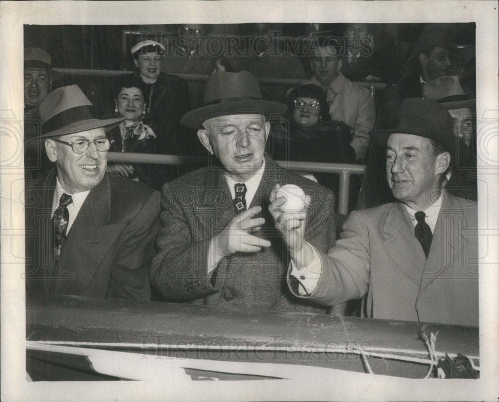 1953 Press Photo Ald Clarence P Wagner Mayor Kennelly Gov Steveson - Historic Images