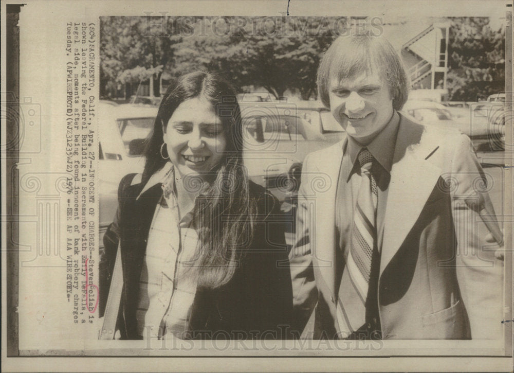 1976 Press Photo Steven Soliah found innocent of bank robbery charges. - Historic Images