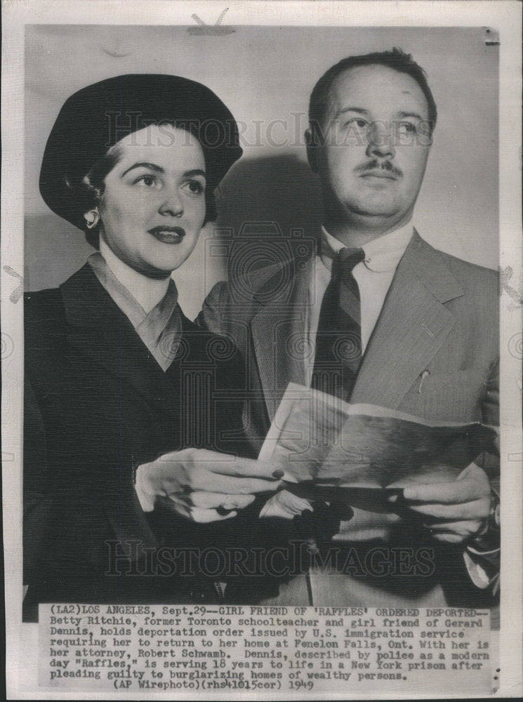 1949 Press Photo Betty Ritchie Toronto schoolteacher Gerard Dennis Fenelon Falls - Historic Images