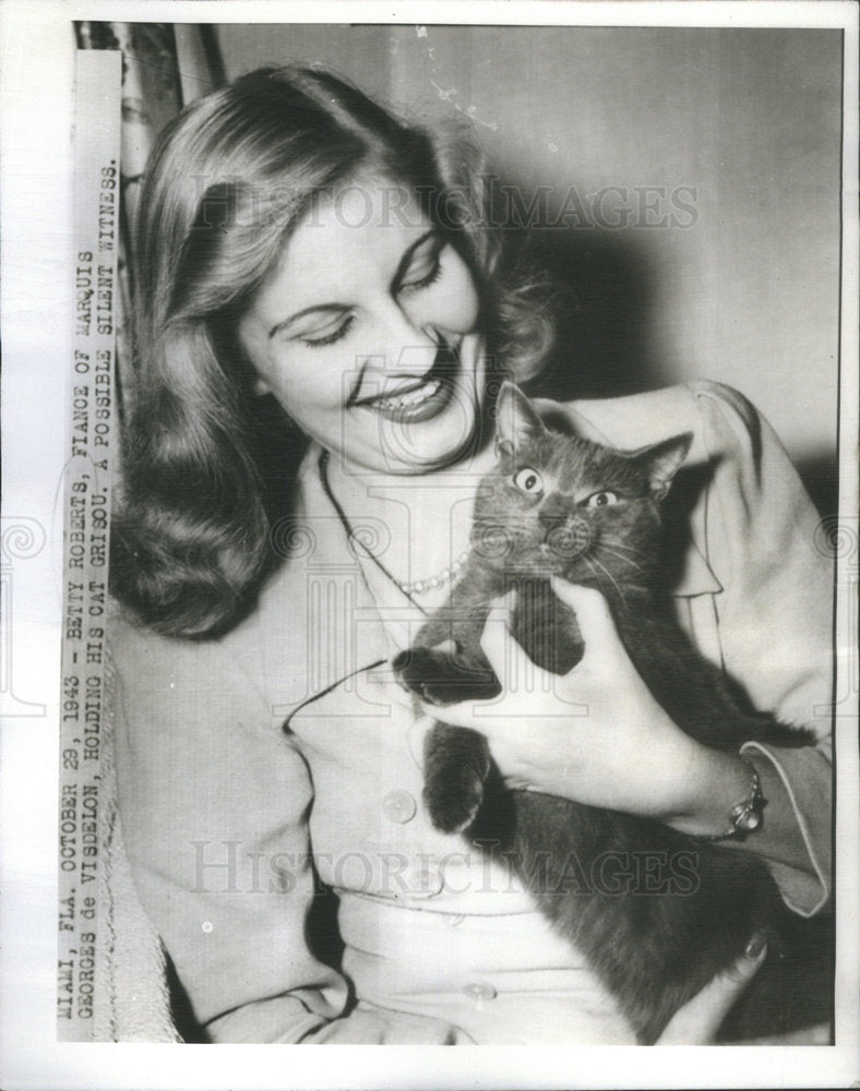 1943 Press Photo Marquis Georges de Visdelou&#39;s Fiancee Betty Roberts - Historic Images