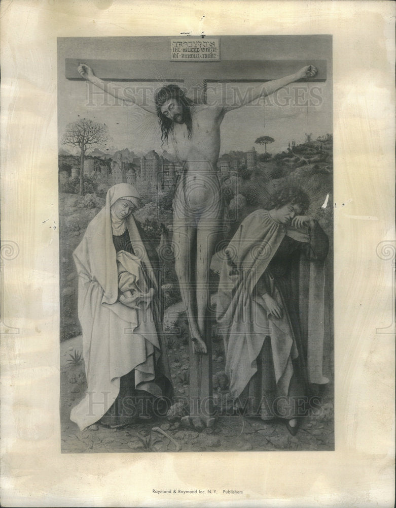 1948 JAN VAN EYCK &quot;THE CRUCIFIXION, WITH THE VIRGIN AND SAINT JOHN&quot; - Historic Images