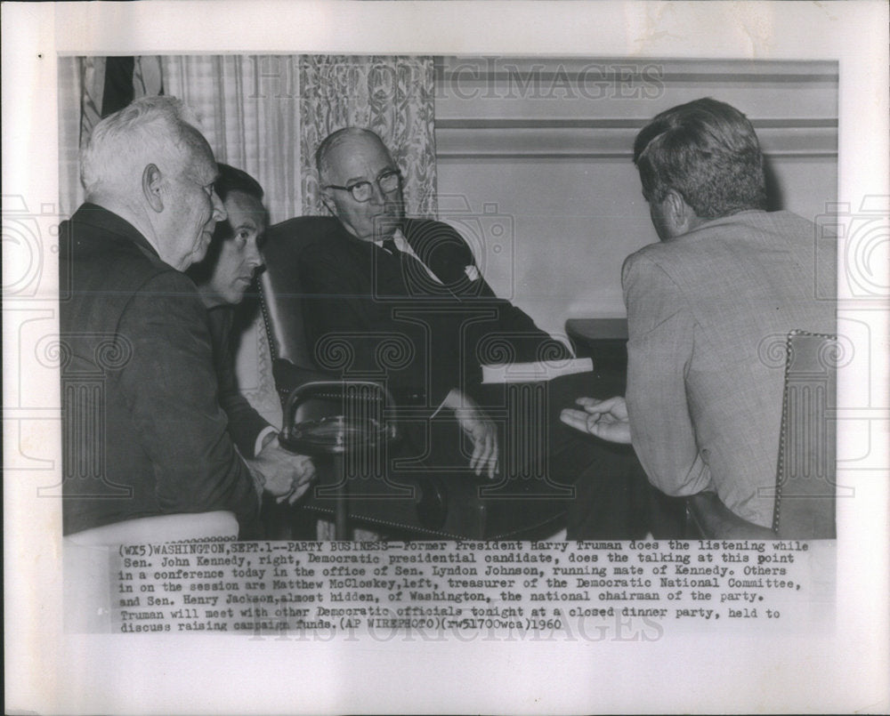 1960 Press Photo President Harry Truman John Kennedy Democratic Presidential - Historic Images