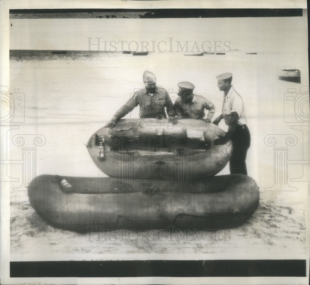 1942 of Rickenbacker Raft being Inspected After 3 Weeks at Sea-Historic Images