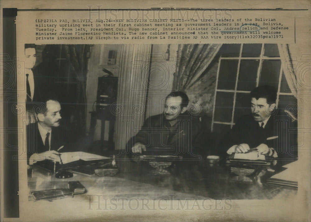 1971 New Bolivian Cabinet Meet Military Leader La Pax Bolivia - Historic Images