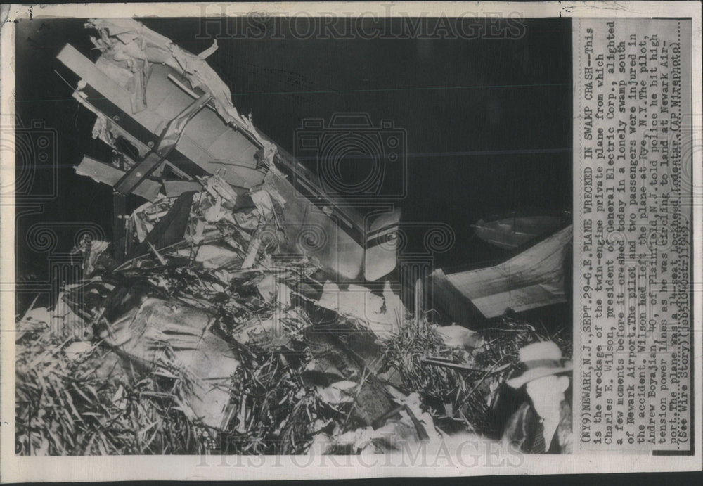 1949 Plane Wrecked Swamp Crash Charles Wilson  - Historic Images