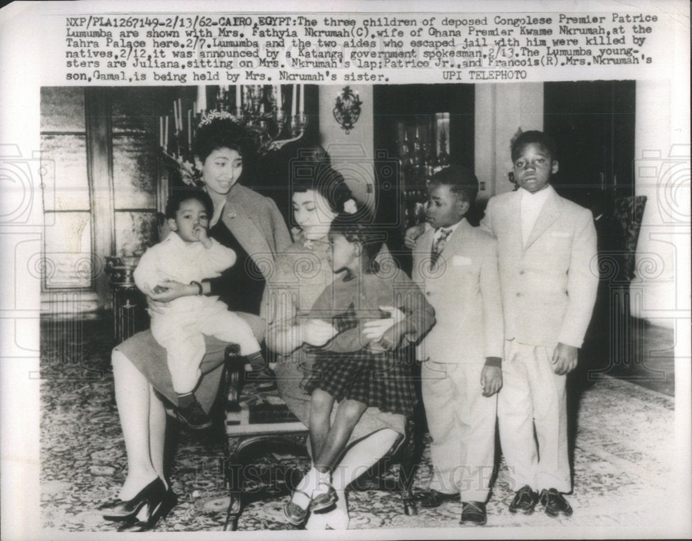 1962 Press Photo Children Of Assassinated Premier With Nanny Fathyia Nkrumah - Historic Images