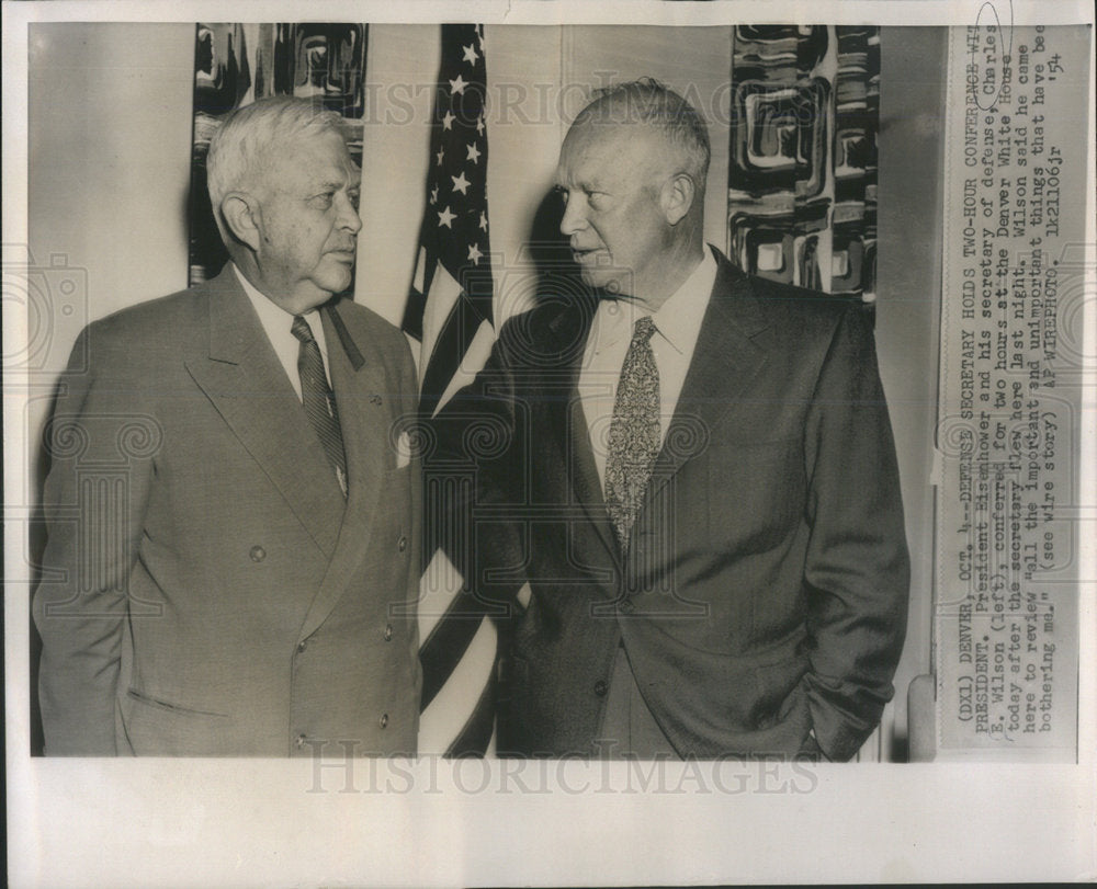 1954 Pres. Eisenhower and his secretary of defense Charles E. Wilson - Historic Images