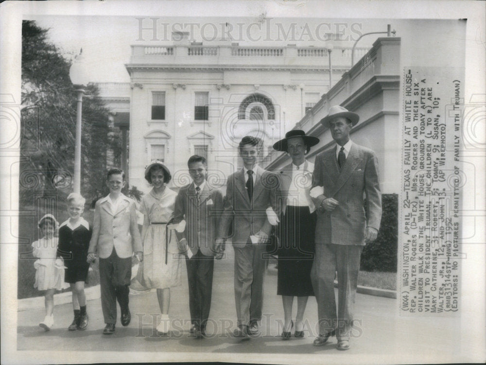 1952 Rep. &amp; Mrs. Walter Rogers and family at the White House - Historic Images