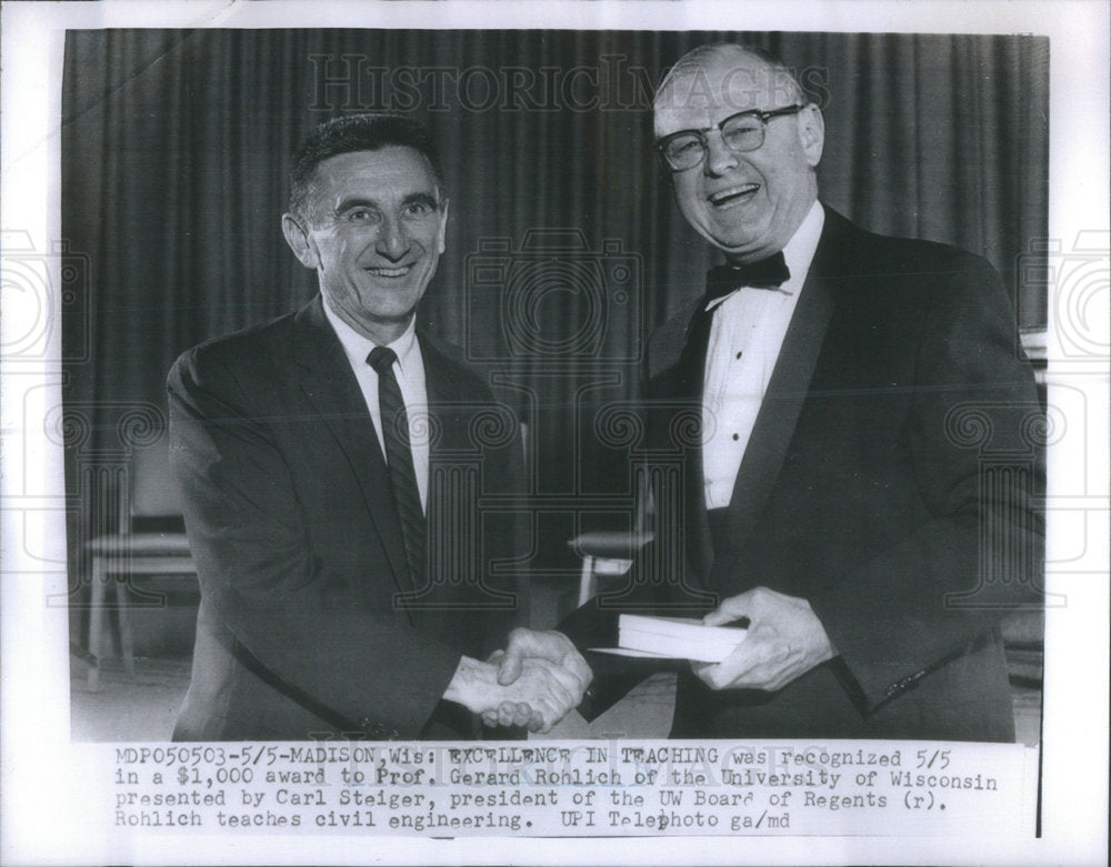 Press Photo Professor Gerard Rolich University Wisconsin Excellence Award - Historic Images