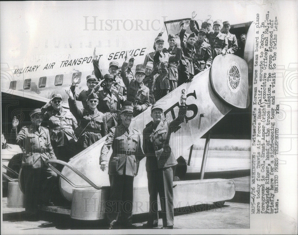 None Press Photo Switzerland's Korean Truce Team on California - Historic Images