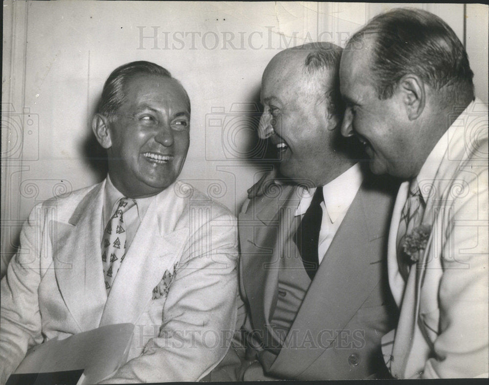 1940 Press Photo L.W. Robert, James Farley and Oliver Quayle, at Press Conf. - Historic Images