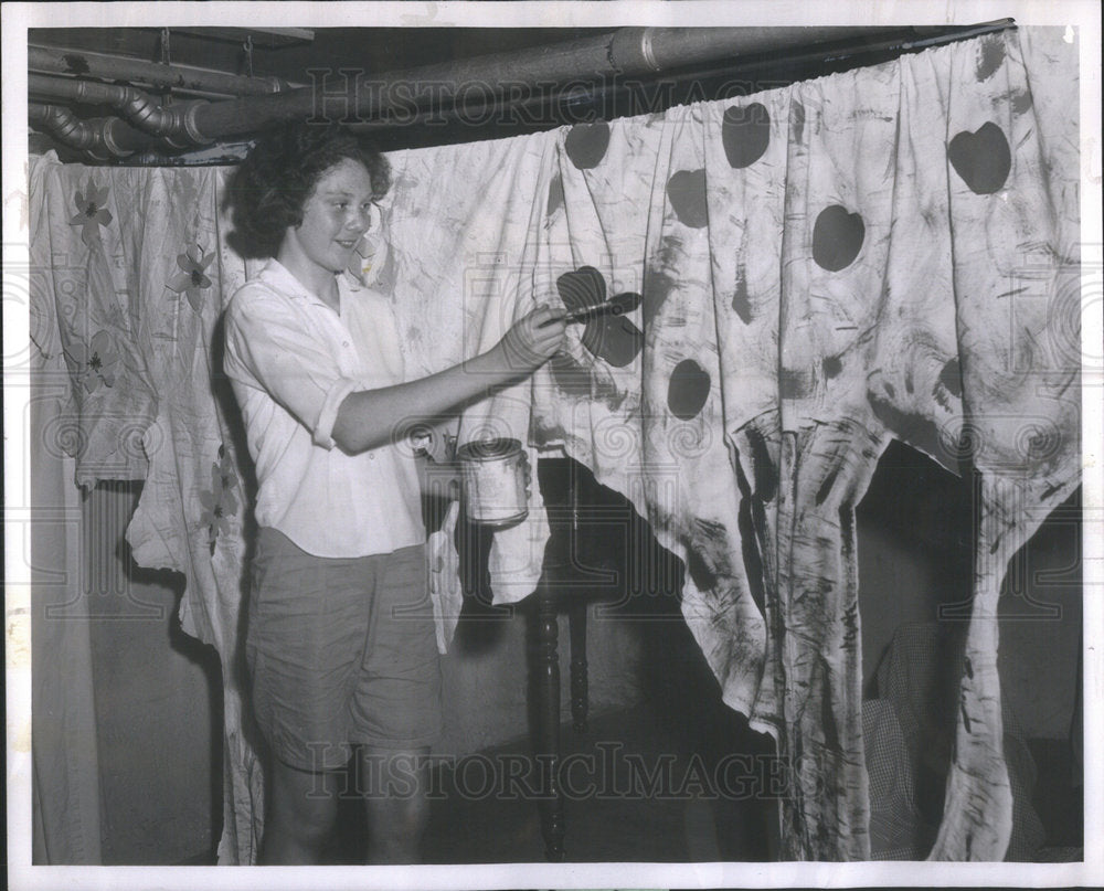 1961 McGee Roeder, 13, painting scenes for a play - Historic Images