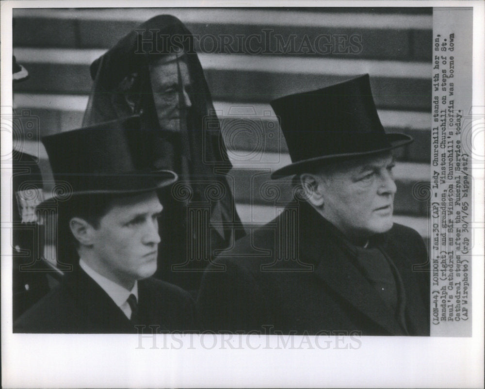 1965 Sir Winston Churchill Widow Randolph Grandson Funeral Service - Historic Images