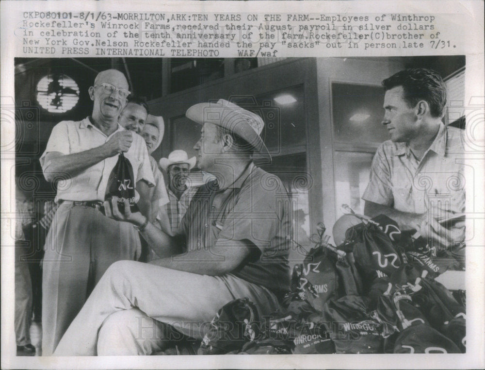 1963 Employees of the Winthrop Rockefeller&#39;s Winrock farms, received - Historic Images