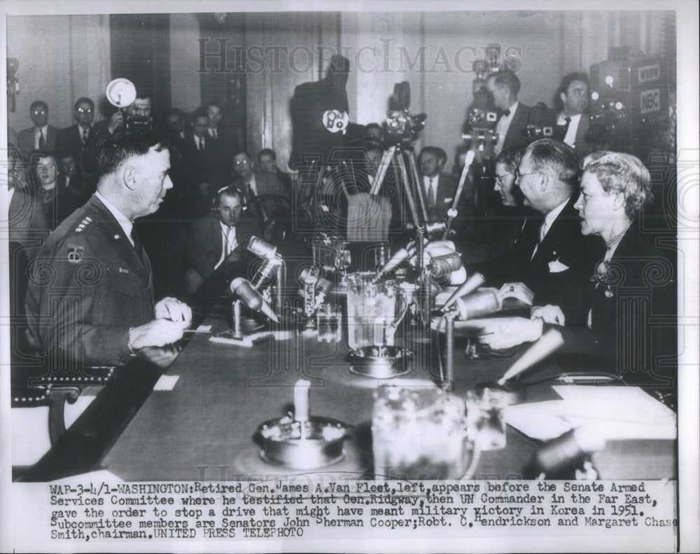 1953 Retired Gen James Van Fleet Gen Ridgway John Sherman Cooper - Historic Images