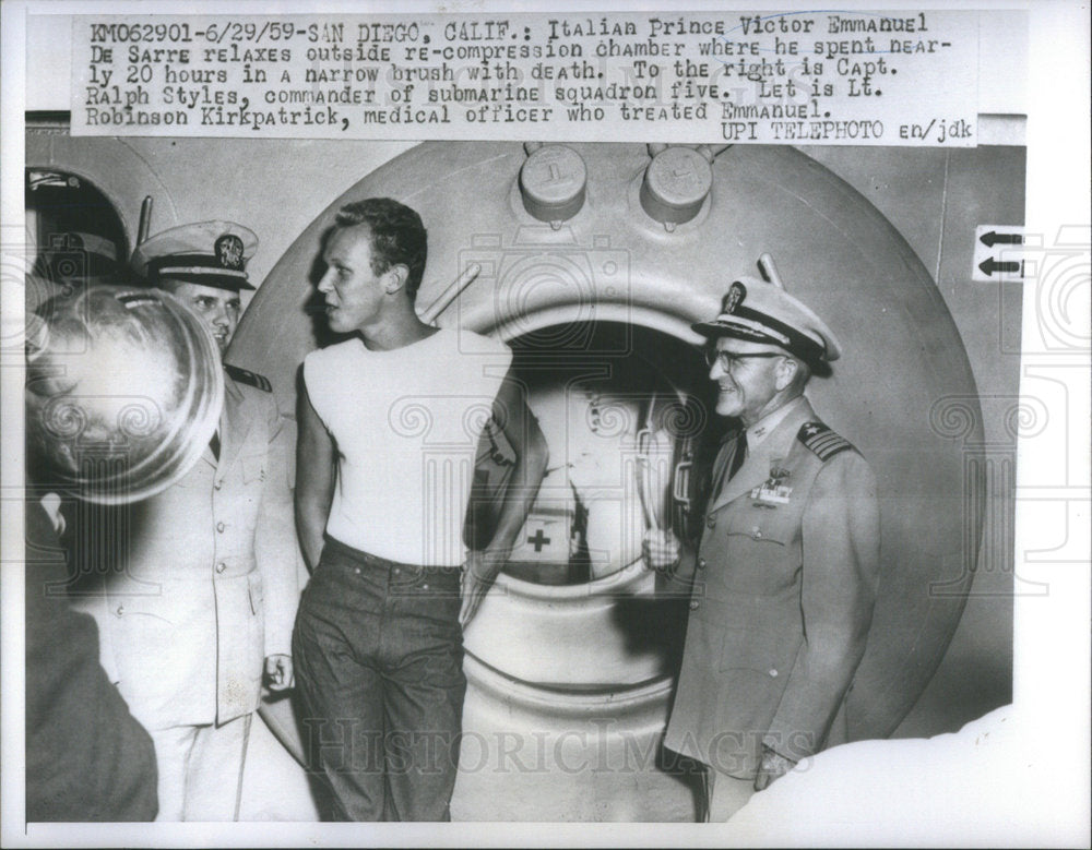 1959 Press Photo Italian Prince Victor Emmanuel De Sarre - Historic Images
