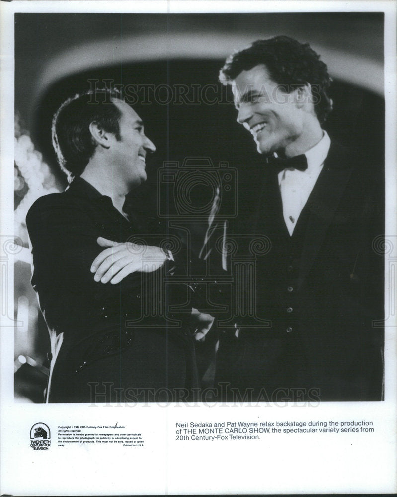 Press Photo Neil Sedaka And Pat Wayne Backstage, &quot;The Monte Carlo Show&quot; - Historic Images