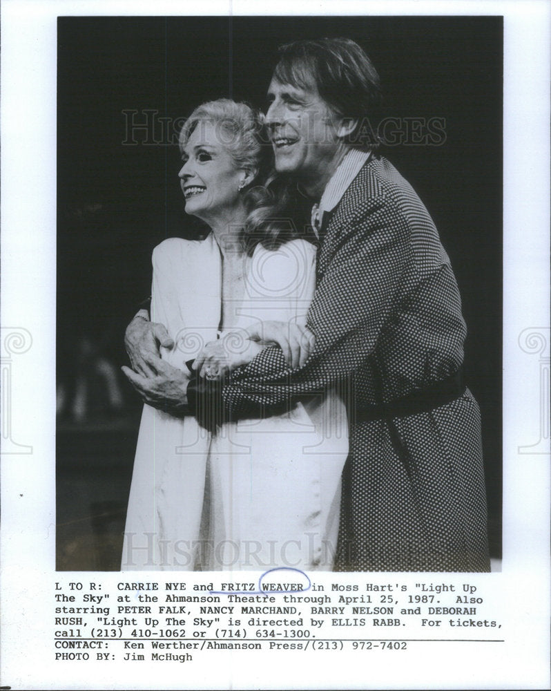 1987 Press Photo Carrie Nye Fritz Weaver American actor voice actor - Historic Images